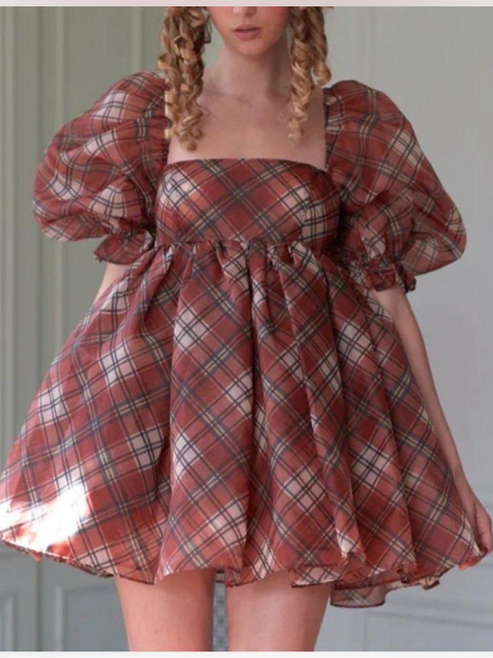 Selkie The Tartan Plaid Jane Eyre Puff Dress